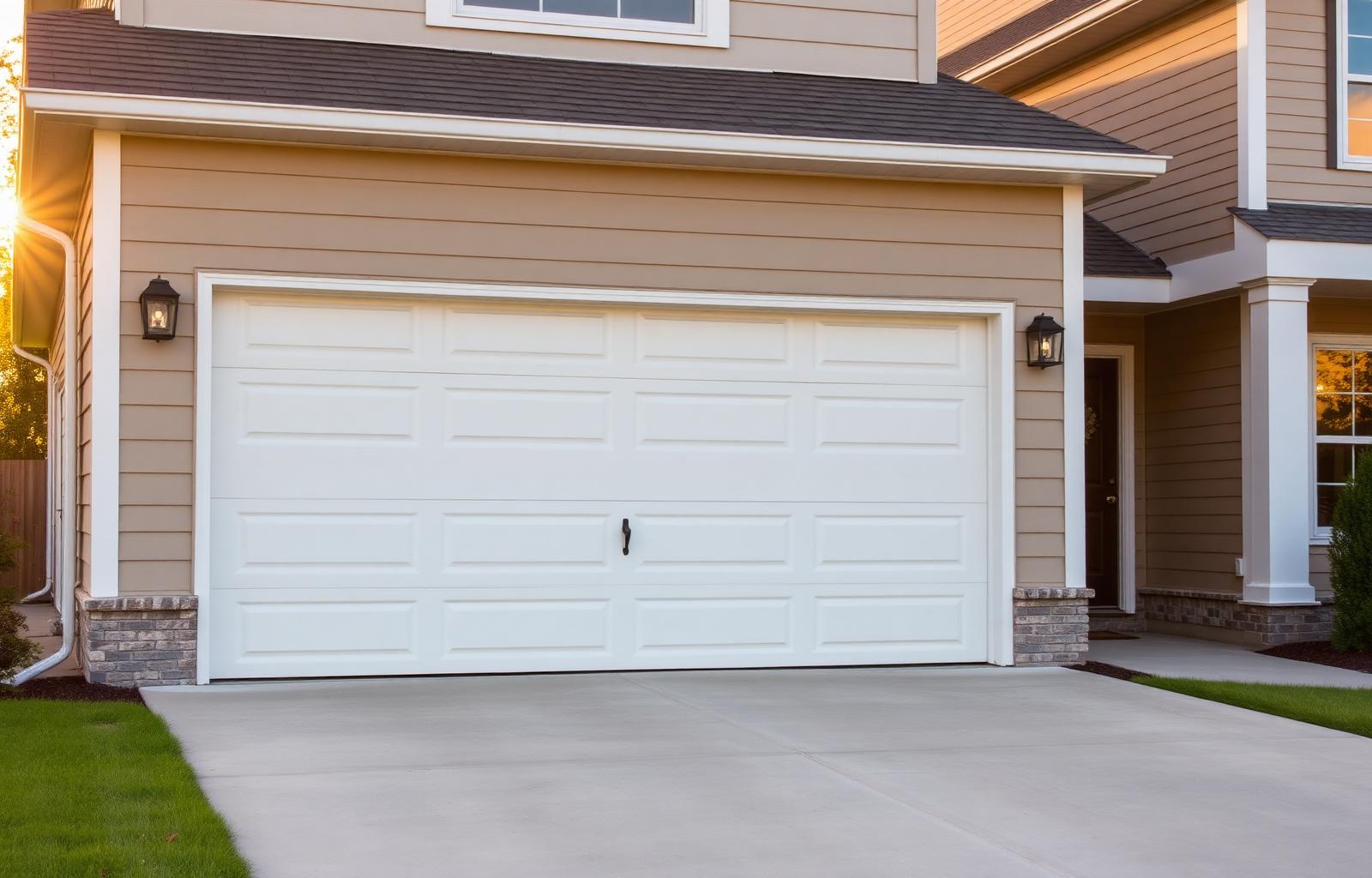 Newly repaired garage door on a Youngsville, NC home